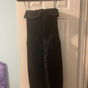 Saloni Velvet Tux Dress Black 2 Strapless Midi